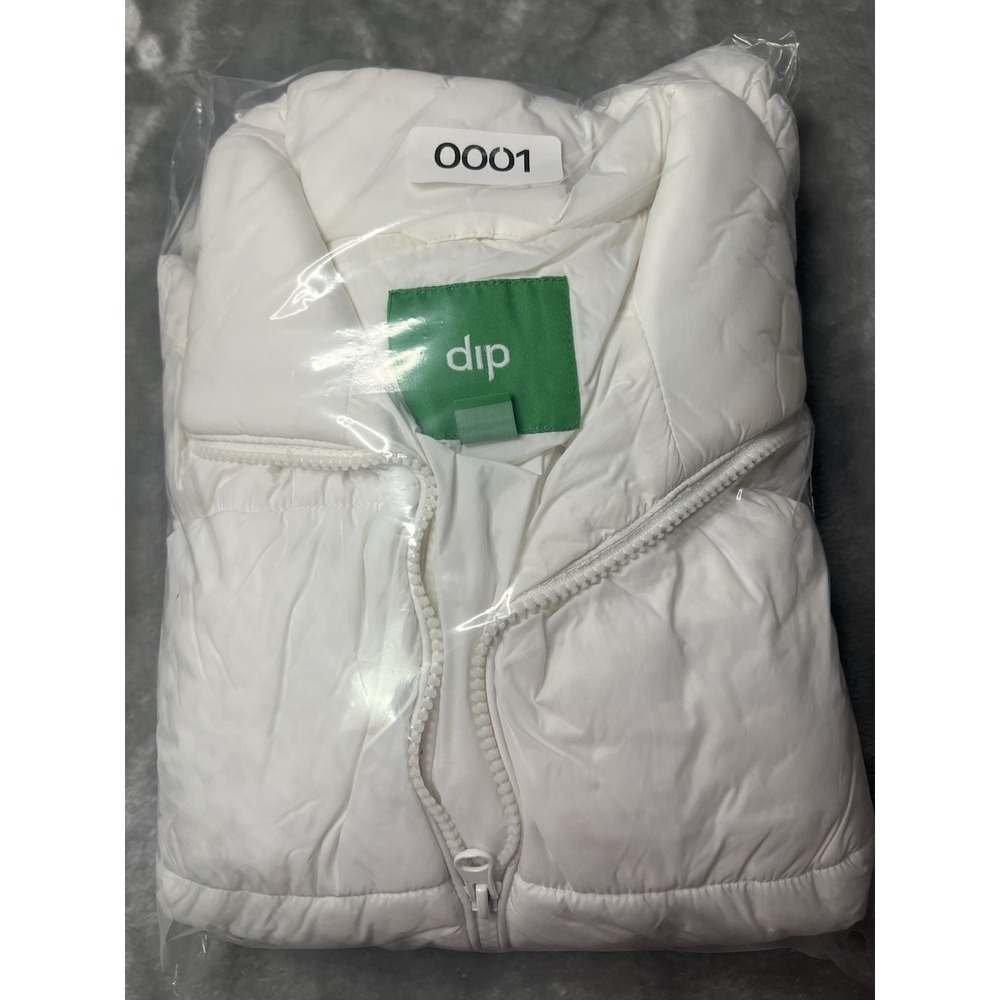 dip Women's White Insulated Puffer Vest Full Zip Collared Sleeveless M - Picture 16 of 16